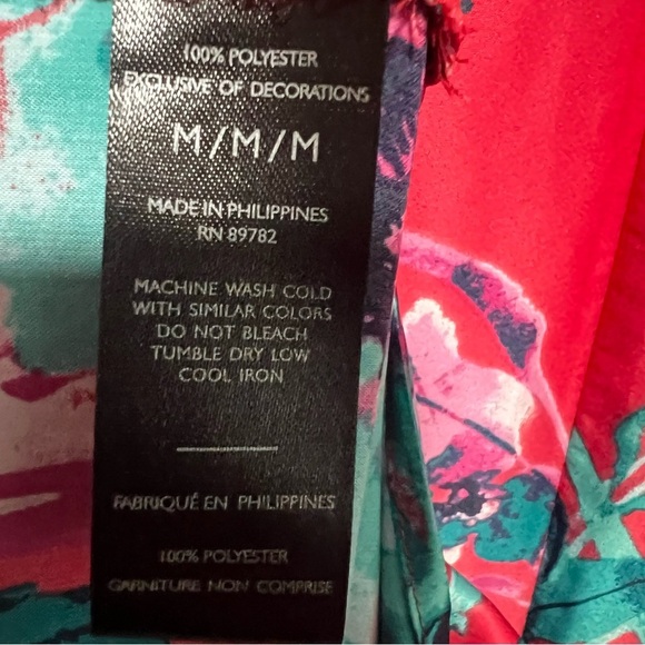 Natori Women's Bloom Caftan, Coral Pink Multi, size Medium - Picture 5 of 6